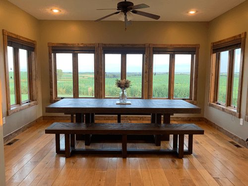 Trouvaille Lodge dining area with countryside views