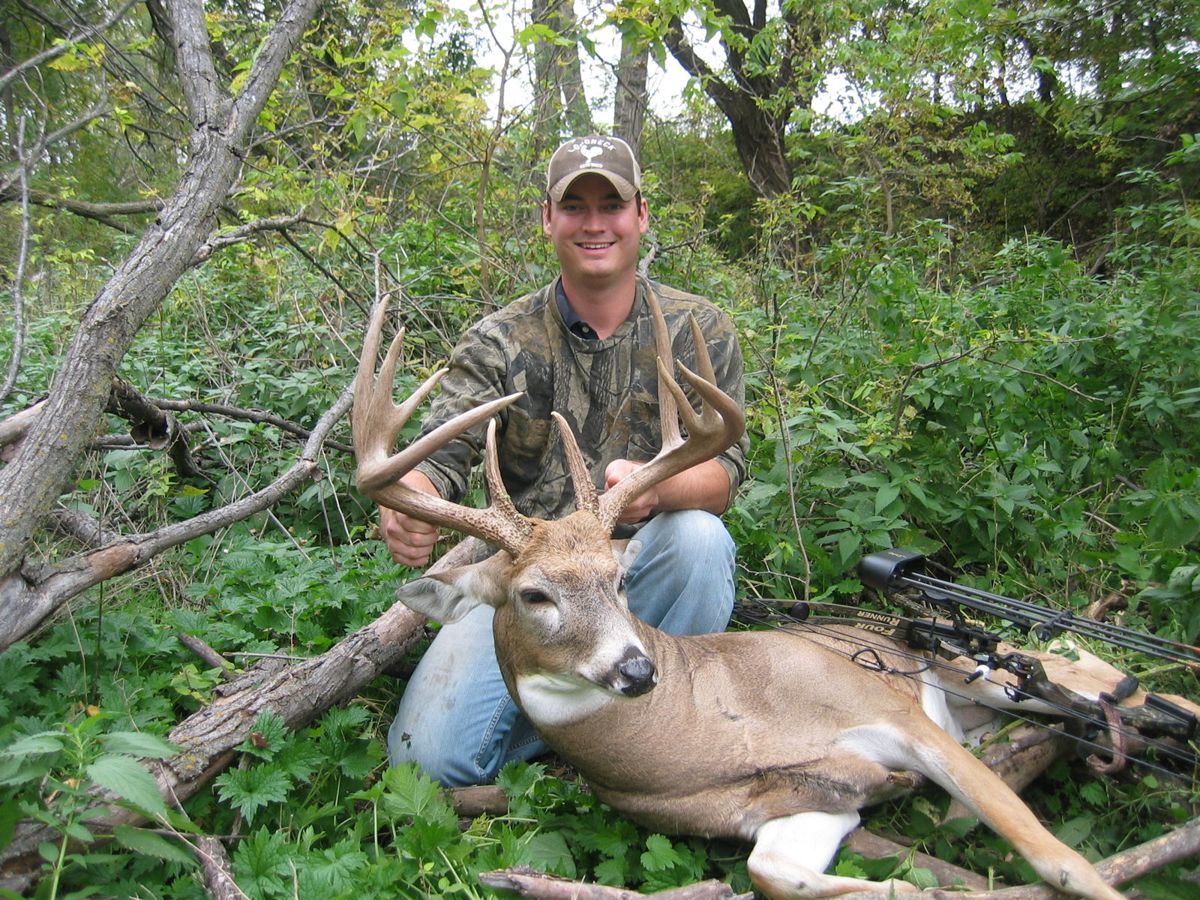 Hunter with a Kansas trophy whitetail